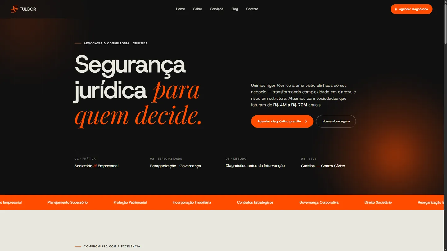 Site do escritório Fulber Advocacia.