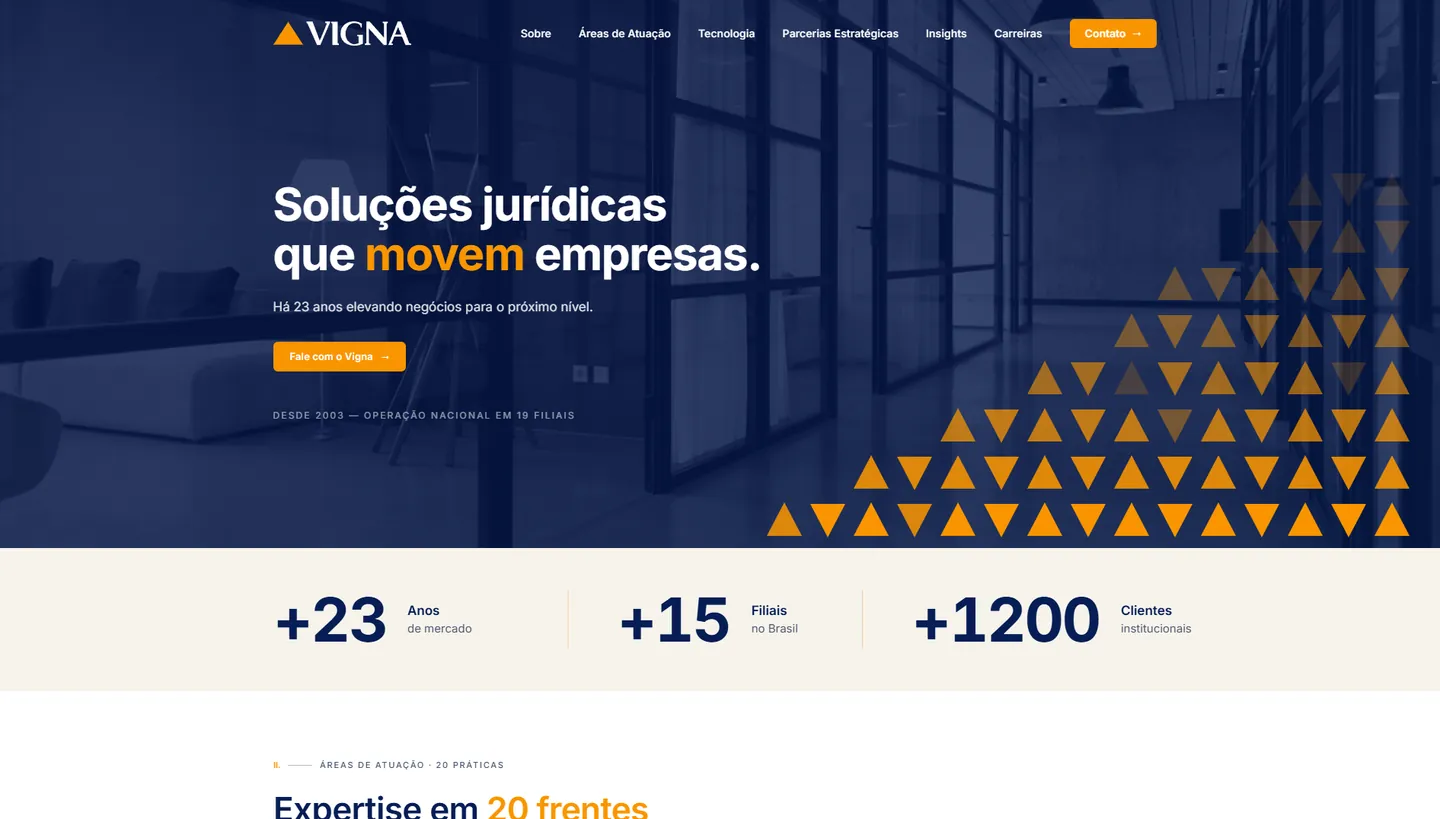 Site do escritório Vigna Advogados.